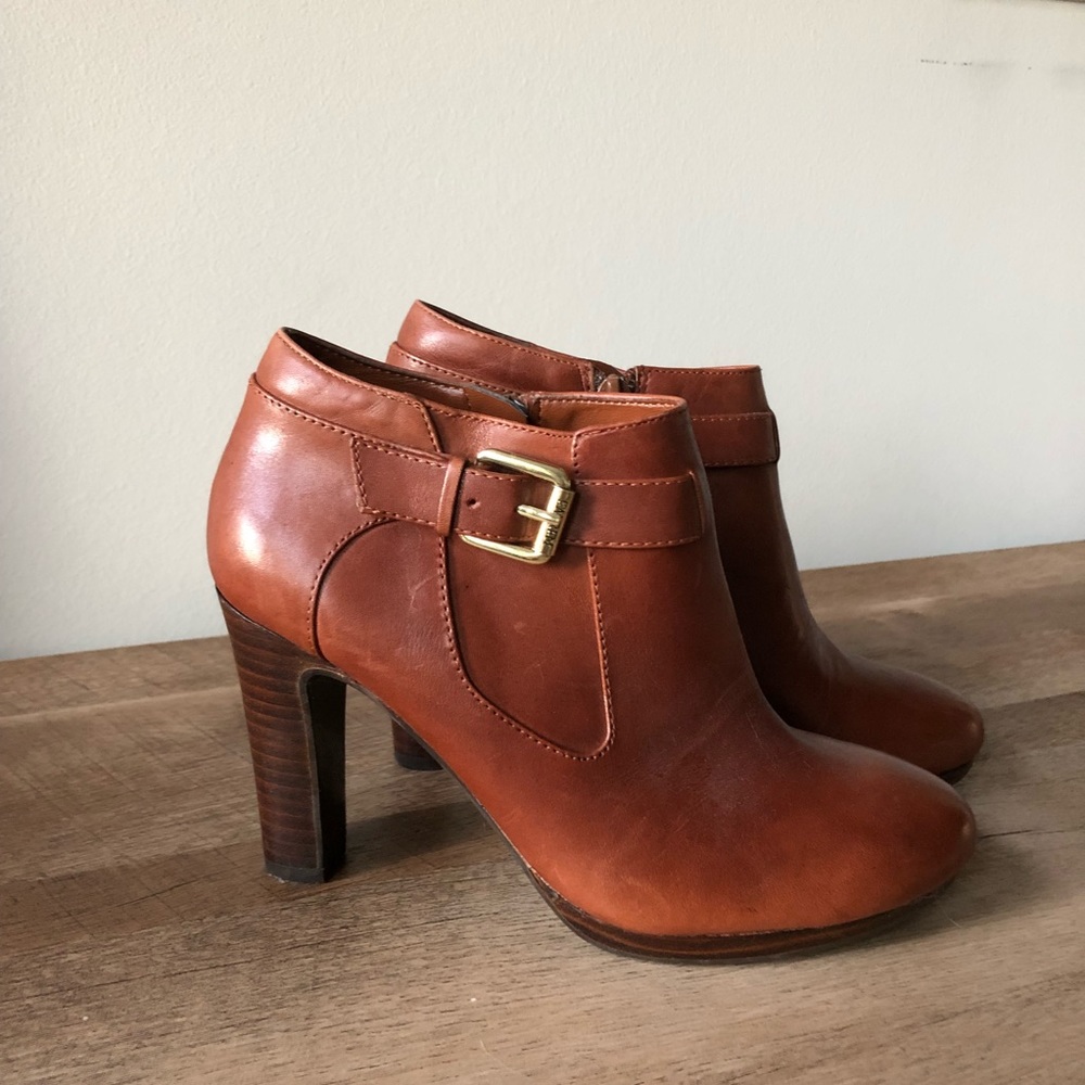 Leather Ralph Lauren Booties with Gold Hardware
